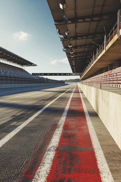 Foto una pista de carreras con rayas rojas y blancas