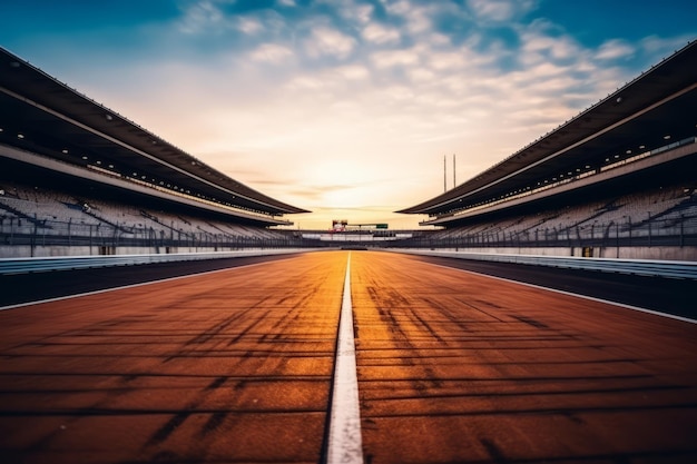 Pista de corrida internacional Race Track Arena Pista de corrida vazia com arquibancadas