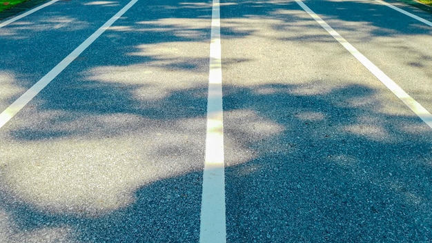 Foto pista de corrida no parque com luz do sol pela manhã