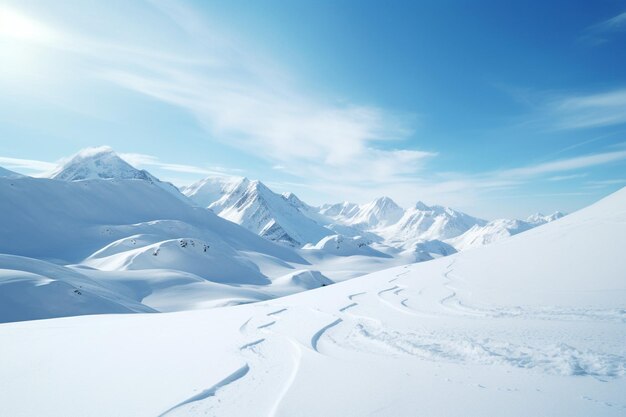 Foto pista de montanha de neve para esqui e snowboard em vista em perspectiva