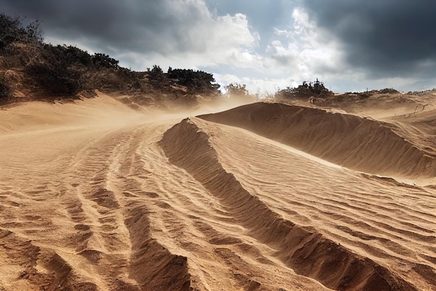 Pista de motocross y auto sport en arena Huellas de ruedas en arena Ilustraciones