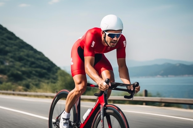 En la pista rápida el triatleta ciclista decidido