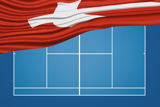 Pista de tenis con bandera ondulada de Suiza Pista dura