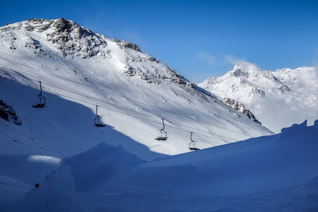 Pistas de esqui de Val cenis nos alpes franceses