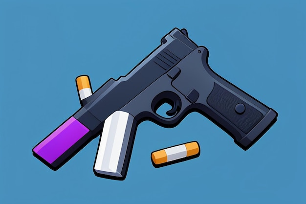 Foto pistola brinquedo ícone dos desenhos animados item virtual jogo suporte estilo simples ilustração de arma design de interface do usuário