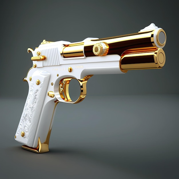 Foto una pistola de lujo de oro blanco.