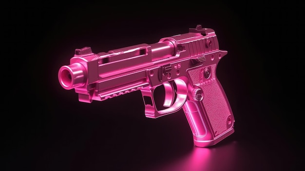 Una pistola rosa con la letra m