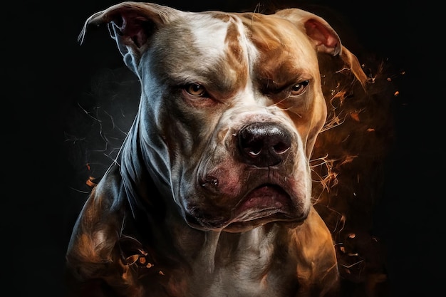 Pit bull retrato irritado Generative AI