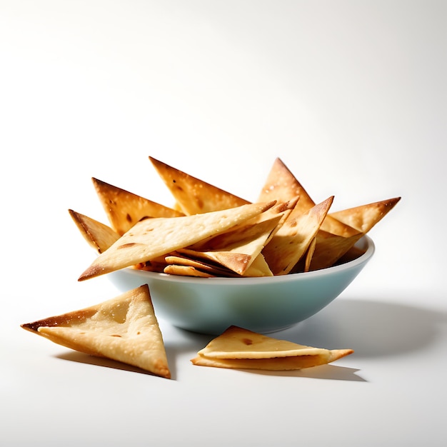 Pita Chips e Hummus em fundo branco