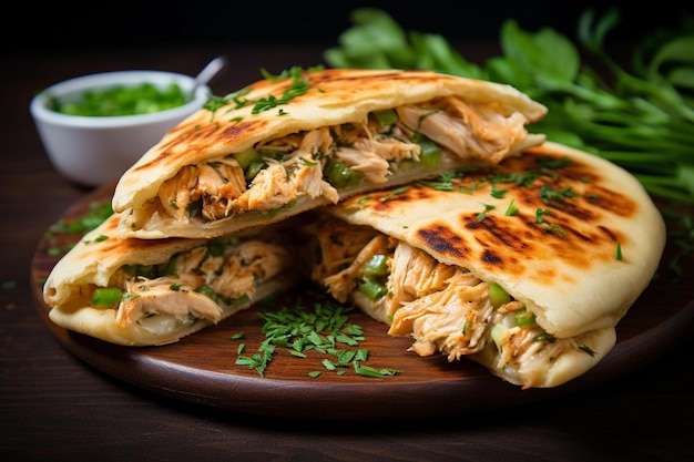 Foto pita mit huhn gefüllt