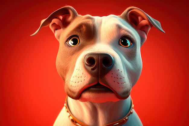 pitbull lindo en estilo de dibujo 3d de dibujos animados realistas