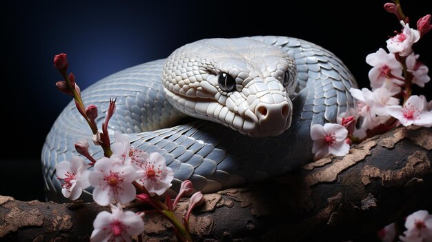 pitón azul en el árbol