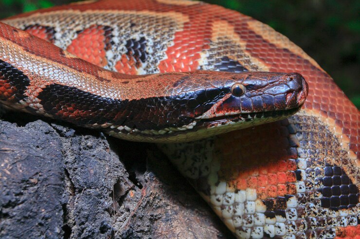 Foto pitón de sangre roja de sumatra