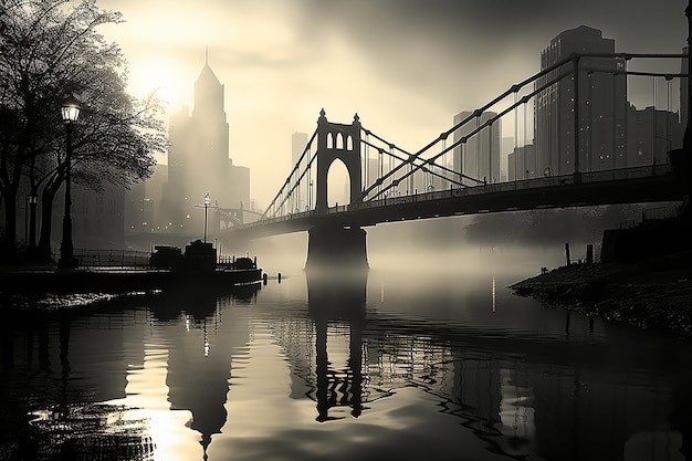 Pittsburgh-Stadtbild mit Frühlingsnebel