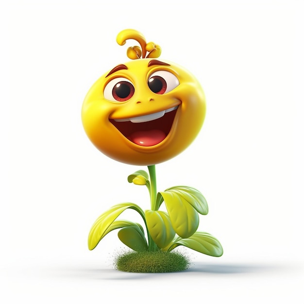 Pixar desenho animado bonito amigável saudável bonito pequena flor sorrindo