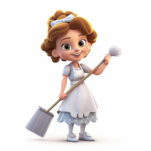 Pixar dibujos animados lindo amigable saludable lindo pequeña criada sana en fondo blanco