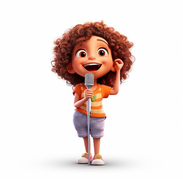 Pixar dibujos animados lindo amigable saludable pequeño cantante sonriendo