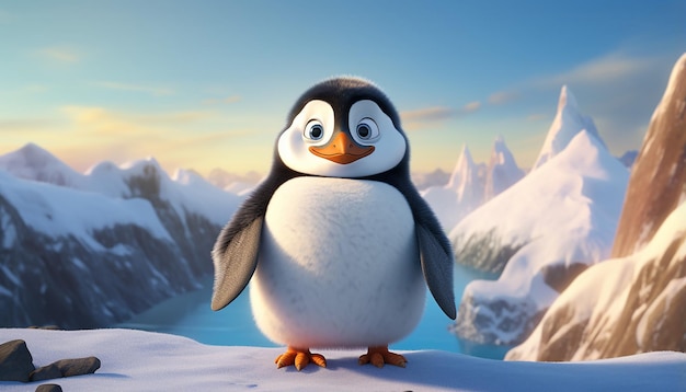 Pixar-Pinguin am arktischen Meer