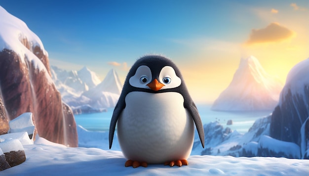 Pixar-Pinguin am arktischen Meer