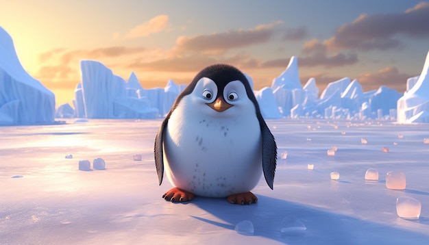 Pixar-Pinguin am arktischen Meer