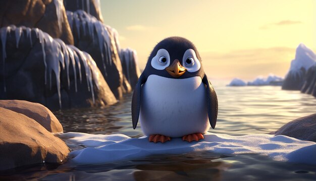 Pixar-Pinguin am arktischen Meer