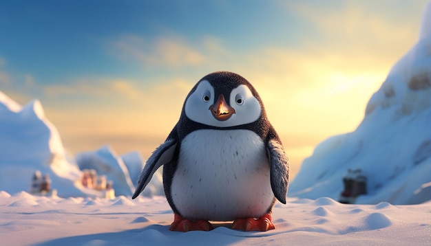 Pixar-Pinguin am arktischen Meer