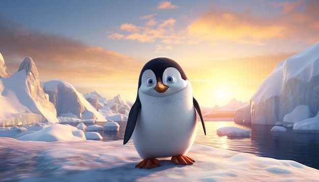 Pixar-Pinguin am arktischen Meer