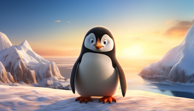 Pixar-Pinguin am arktischen Meer