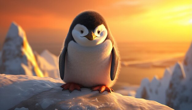 Pixar-Pinguin am arktischen Meer