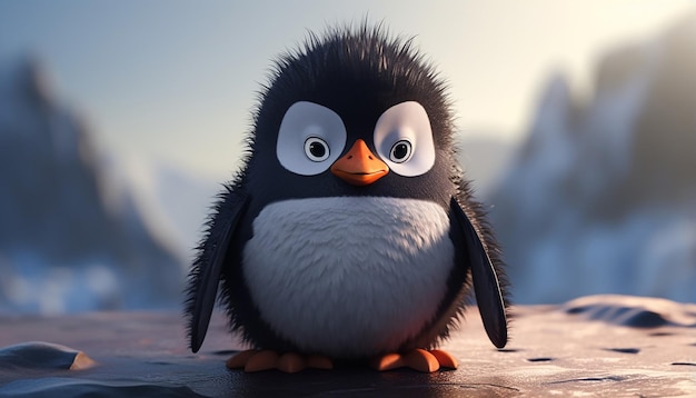 Pixar-Pinguin am arktischen Meer