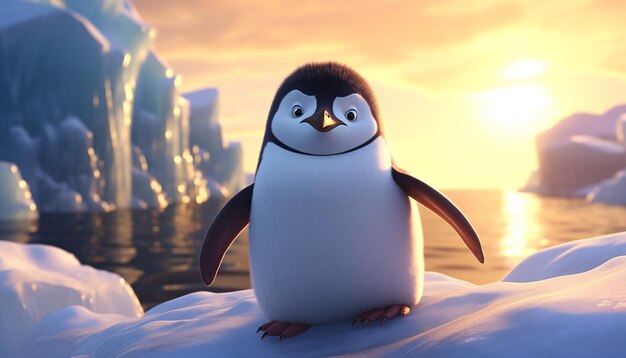 Pixar-Pinguin am arktischen Meer