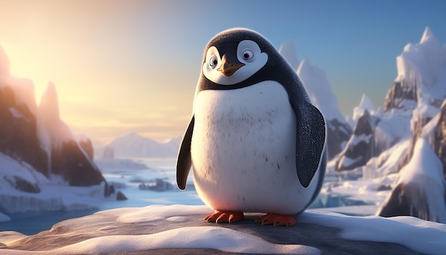 Pixar-Pinguin am arktischen Meer