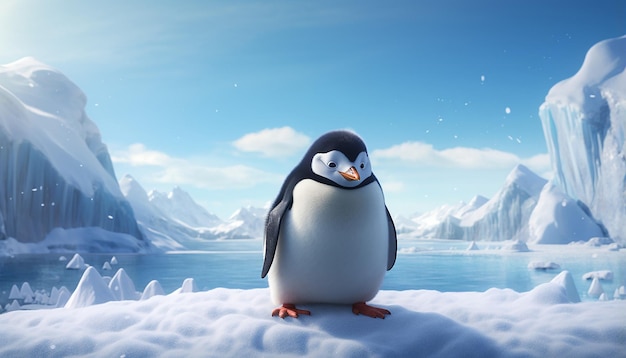 Pixar-Pinguin am arktischen Meer