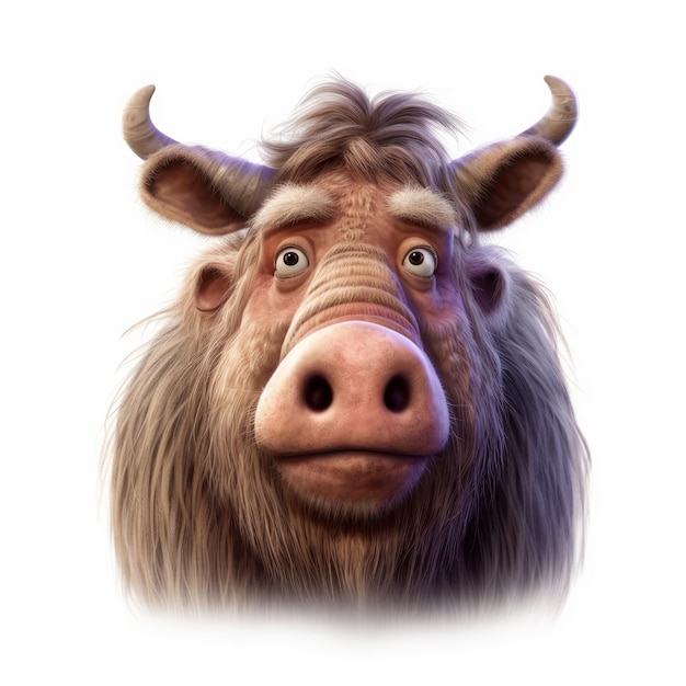 Pixarstyle Pig Cartoon Vs Hyperrealistic Water Buffalo Portra