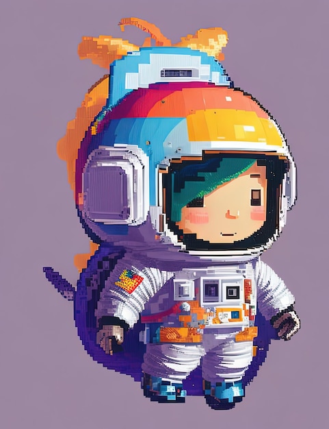 Pixel Art Adventures Adorables astronautas Galaxy Stars y diseños de camisetas en estilo 64Bit