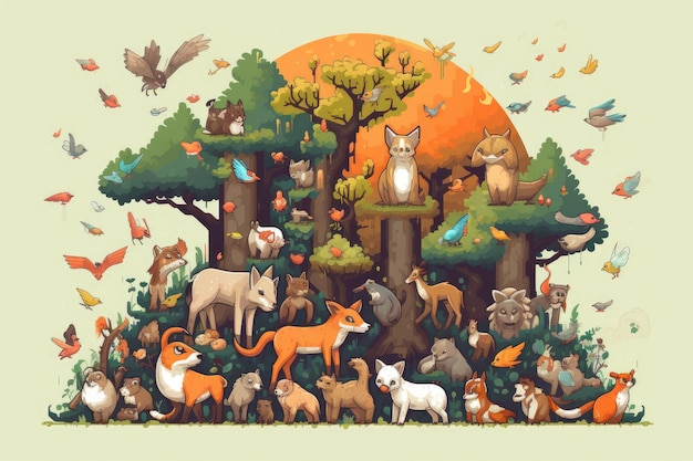 Pixel Art Design de um Reino Animal Peculiar e Brincalhão