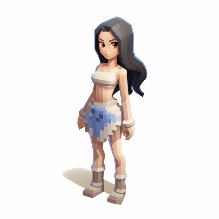 Foto pixel art of indian girl isometric animecore 2d jogo de arte