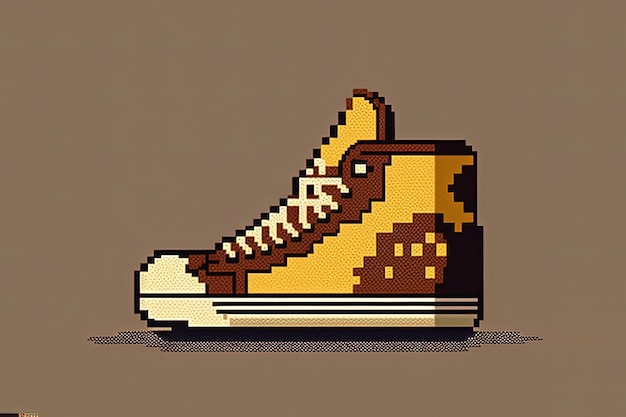 Pixel-Art-Sneakers in den 80ern, Farben im Retro-Stil, Gegenstand für ein 8-Bit-Spiel, Generative KI