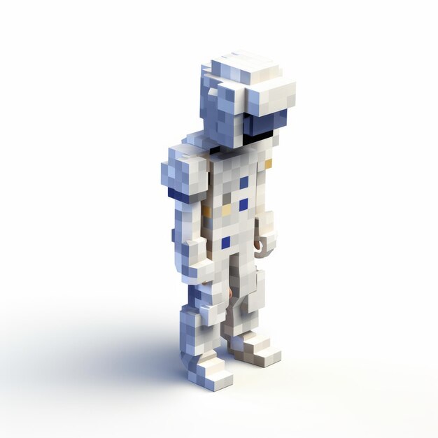 Foto pixel astronaut 3d obra de arte inspirada en minecraft con un equilibrio gracioso