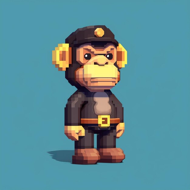 Foto pixel chimp un lindo personaje de arte voxel inspirado en minecraft