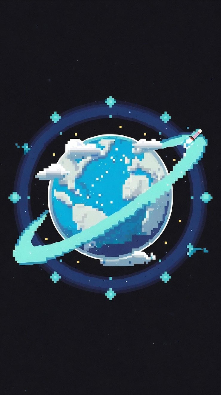 Foto pixel cool planet earth y2k vector icon globo de sinalização