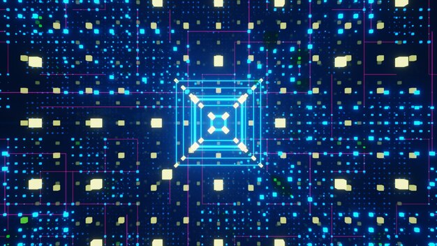 Pixel Digital Gradient Background para publicidad en ciencia ficción y escena de innovación tecnológica
