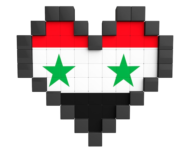 Pixel Heart als Syrien-Flagge auf weißem Hintergrund