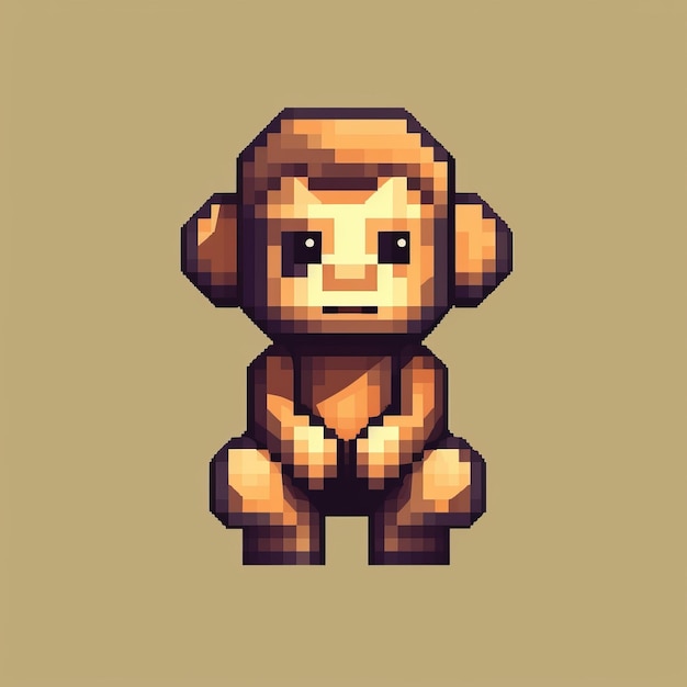 Pixel Monkey Un lindo personaje inspirado en Minecraft en el estilo de Pixel Art