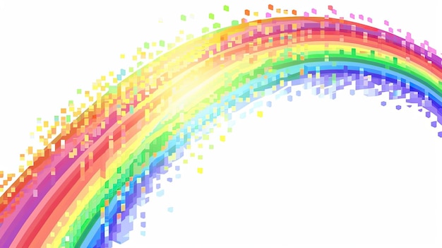 Foto pixel regenbogen stil firmament reflexion frühling rgb regenbock farbe himmel sonne freude spektrum sieben licht dispersion schönheit prisma leprechaun glück phänomen generiert von ki