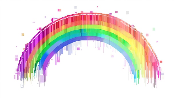 Pixel Regenbogen Stil Reflexion Frühling Rgb Regenbock Farbe Himmel Sonne Freude Spektrum sieben Licht Dispersion Schönheit Prisma Leprechaun Glück Phänomen Generiert von KI