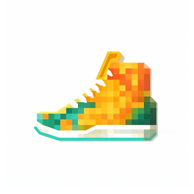 Pixel-Schuh-Symbol auf weißem Hintergrund