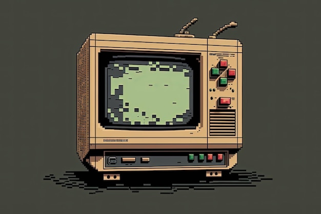 Pixelkunst Altes Fernsehobjekt im Retro-Stil für 8-Bit-Spiel-KI