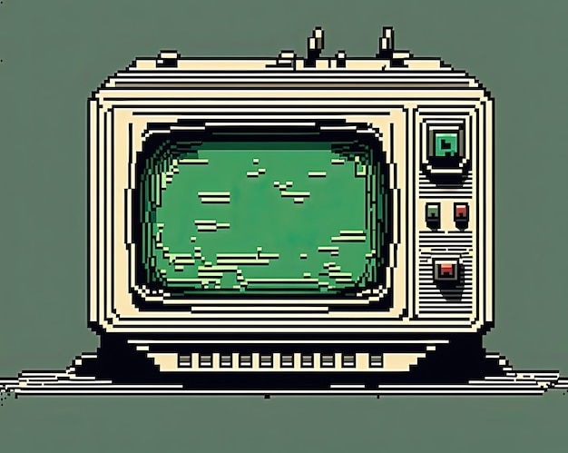 Pixelkunst Altes Fernsehobjekt im Retro-Stil für 8-Bit-Spiel-KI