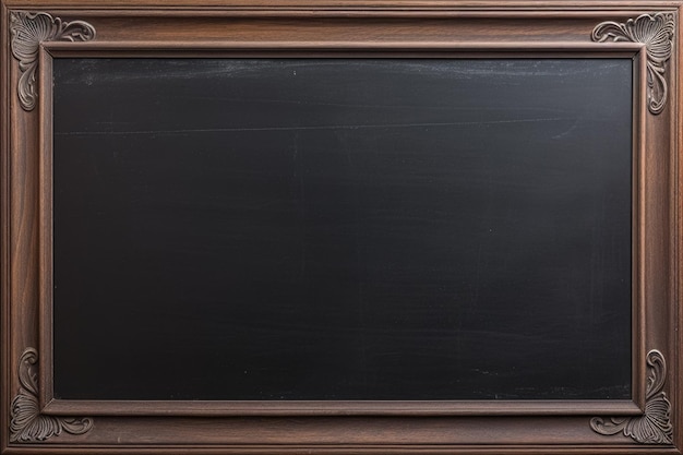 Pizarra escolar con textura desgastada negra, marco de madera, telón de fondo para escritura en el aula, enseñanza